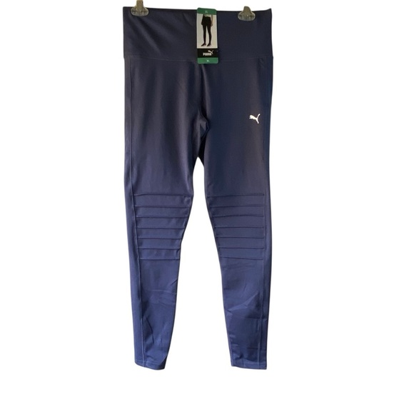 NWT Puma Prussion Blue Compression Leggings with Ribbed Panels SZ XL - Picture 2 of 9